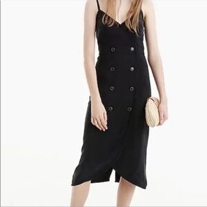 J. Crew Double Breasted Strappy Japanese Cupro Midi Dress